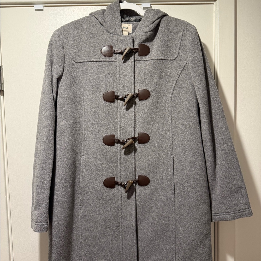 L.L. Bean Gray Toggle Coat with Hood